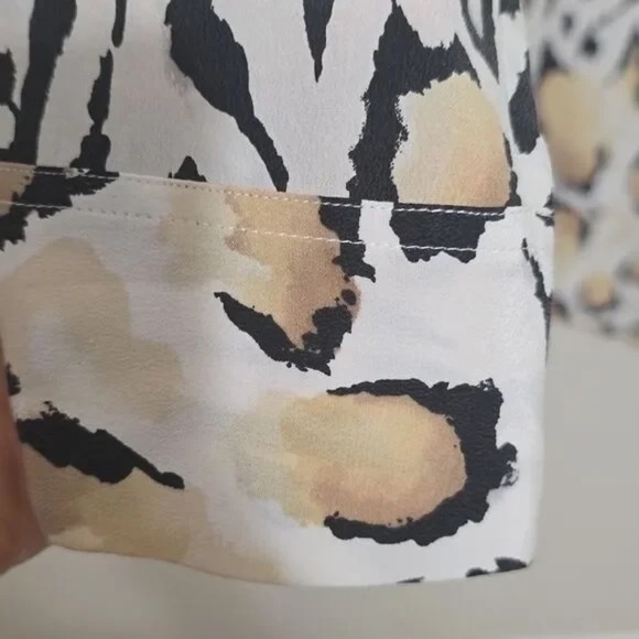 Equipment Leopard Print Dress - Black, White, Tan, Size XL - Picture 3 of 7